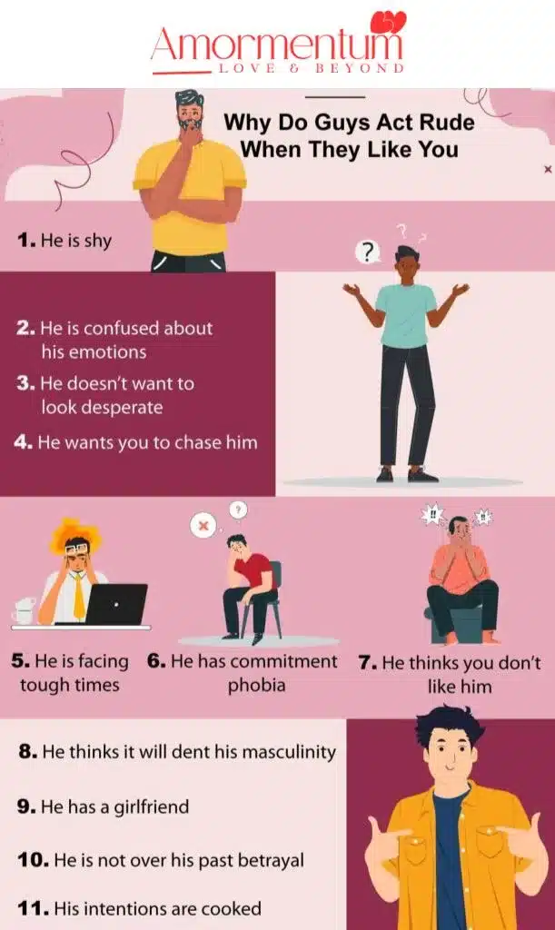 Why Do Guys Act Rude When They Like You — 11 Reasons With Tips 4 Infographic: Why do guys act rude when they like you